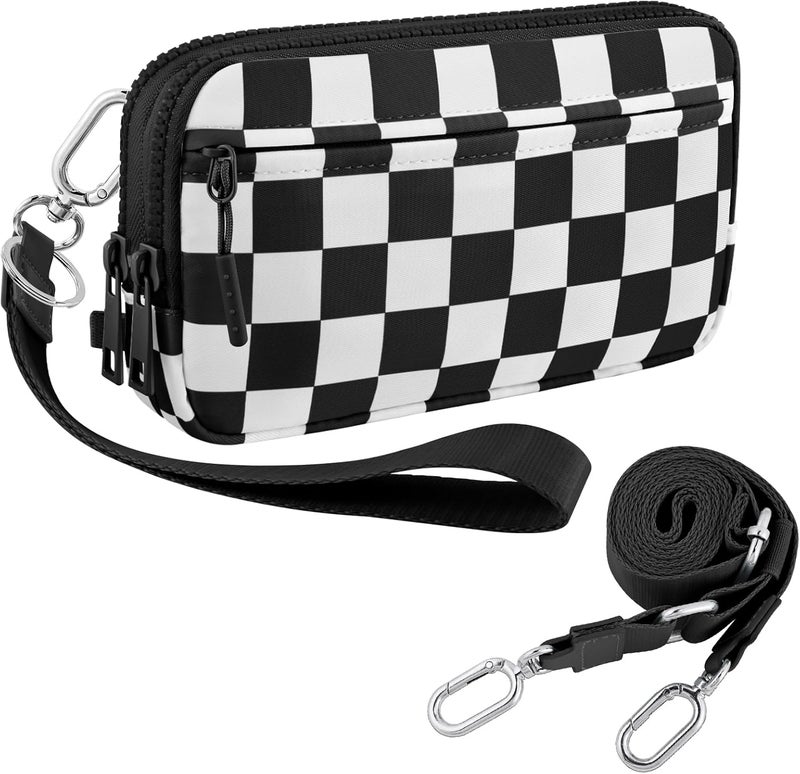 NEWROGENG Checkered WristleWallets for Women, RFID Wallet Crossbody with 4 Zippers, Credit Card Holder Cell Phone Organizer - Image 1